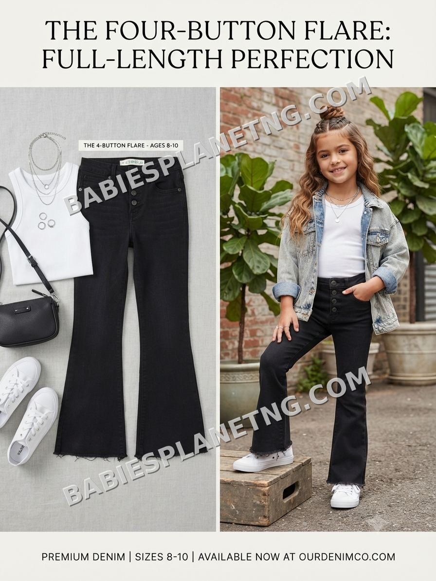 Girls' Full-Length Button Fly Jeans