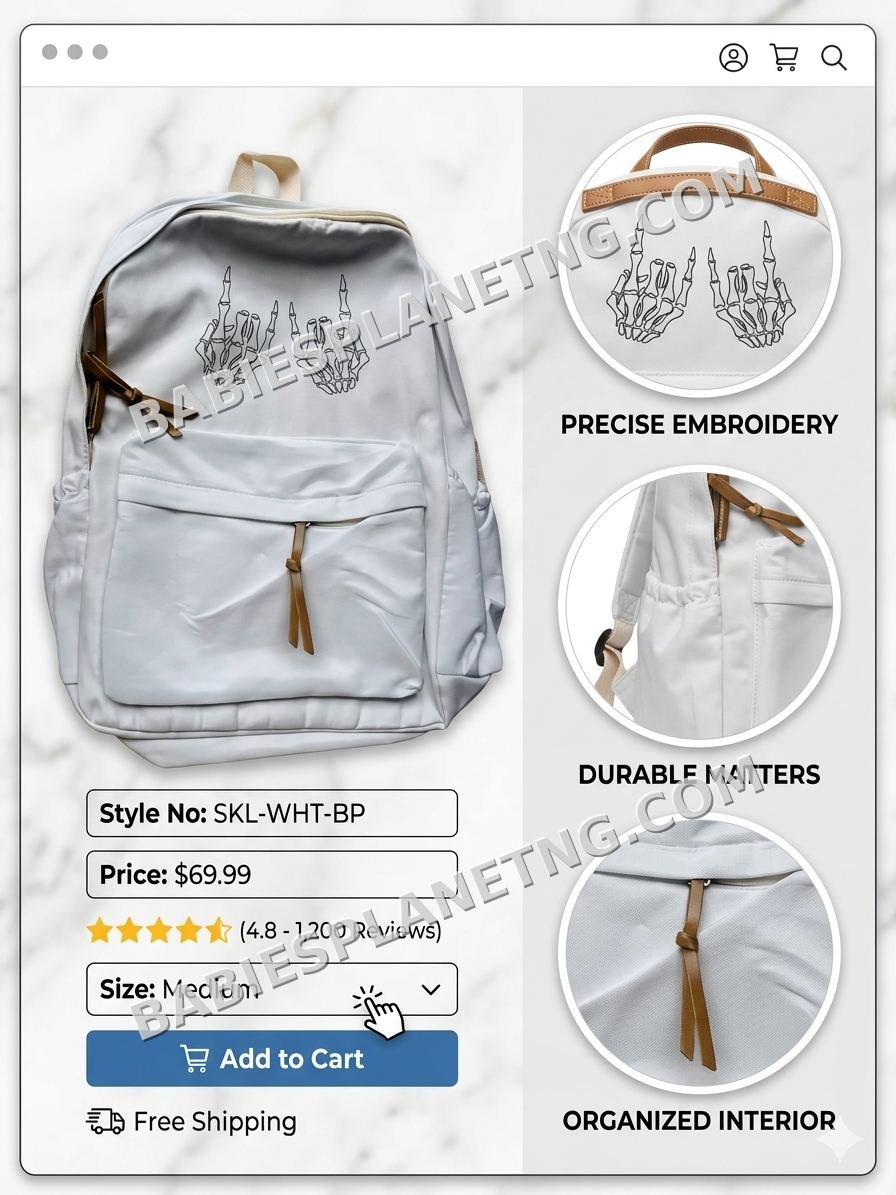 Embroidered Hand Design School Bag