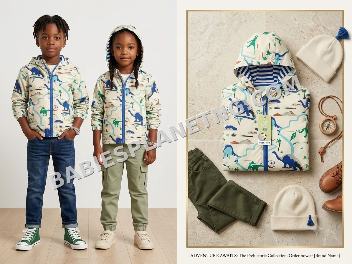 Kids Dinosaur Print Hooded Jacket
