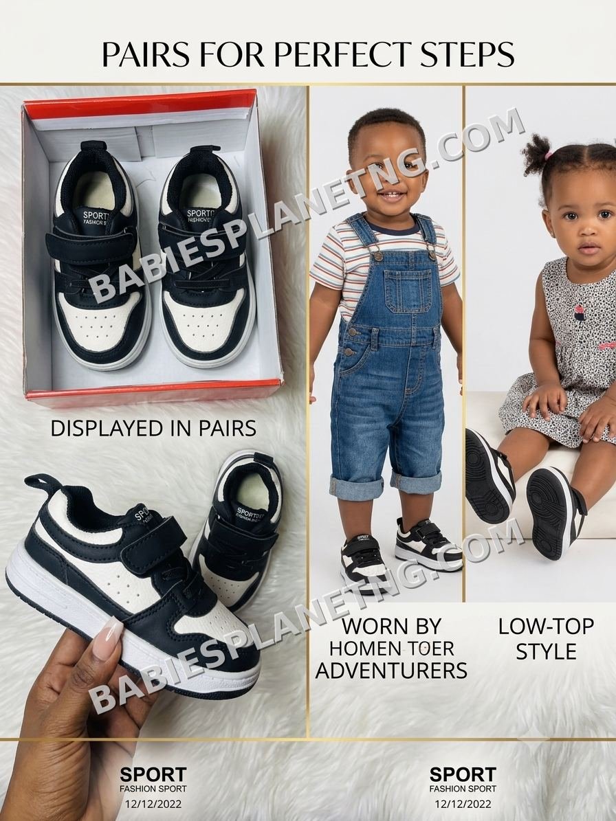 Black and White Kids' Casual Sneakers