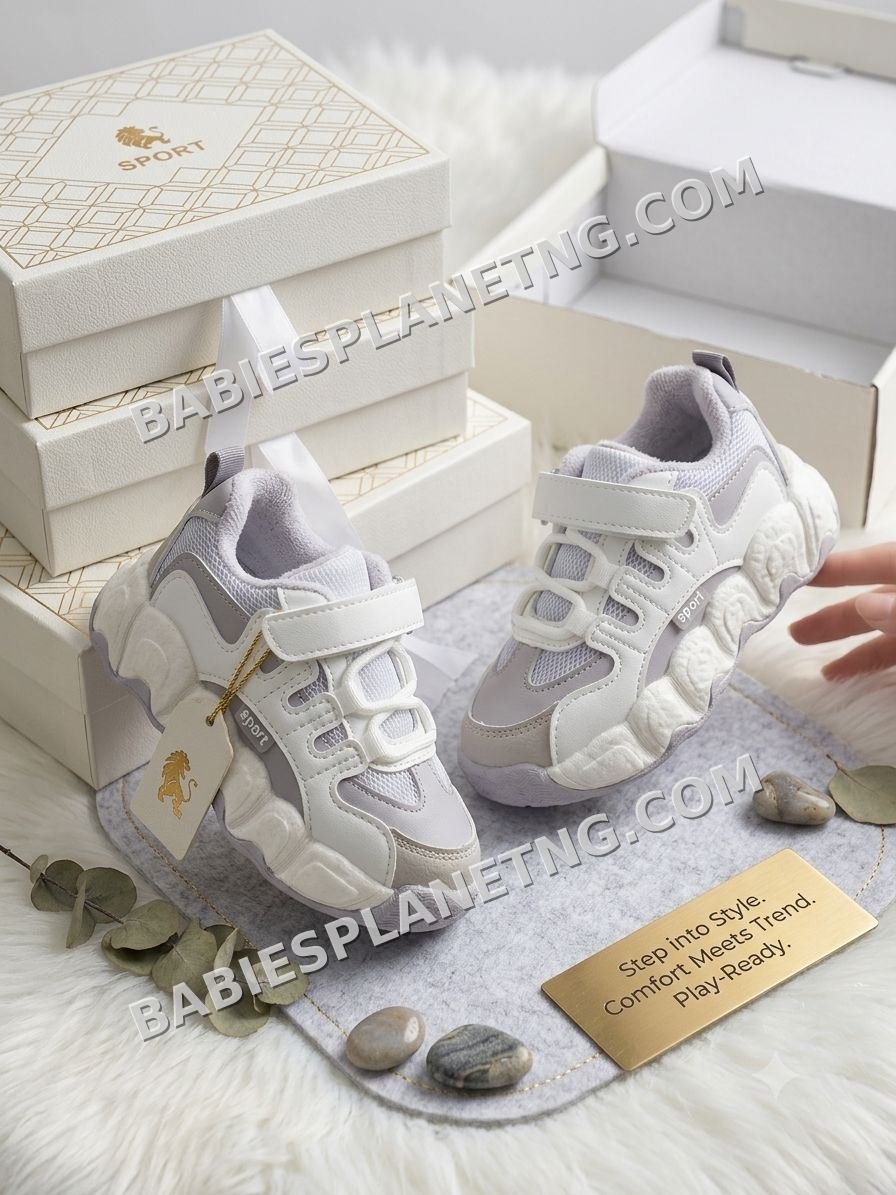 White Velcro Closure Sneakers