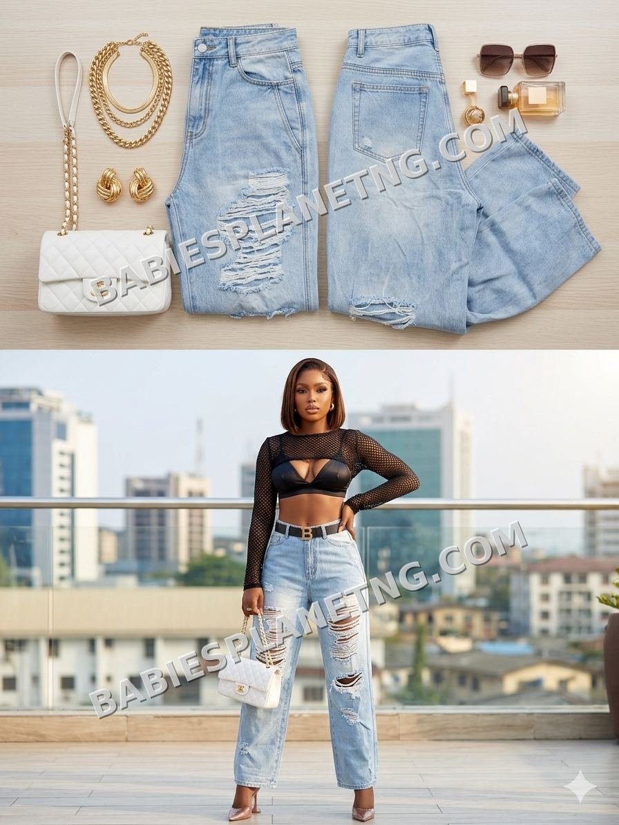 Light Wash Ripped Denim Jeans
