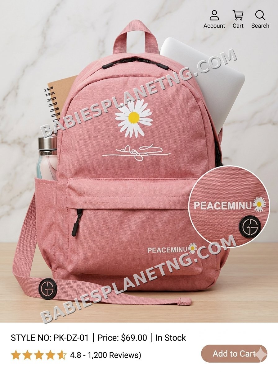 Peaceminu Pink School Bag