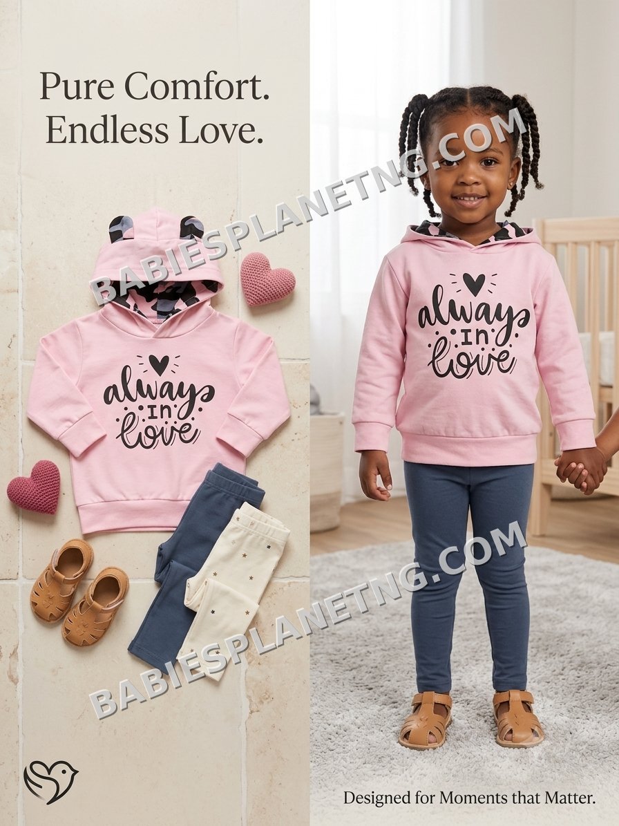Toddler Girl's Pink Heart Graphic Hoodie