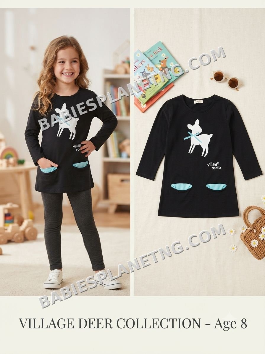 Girls Fashion Deer Print Tunic Top
