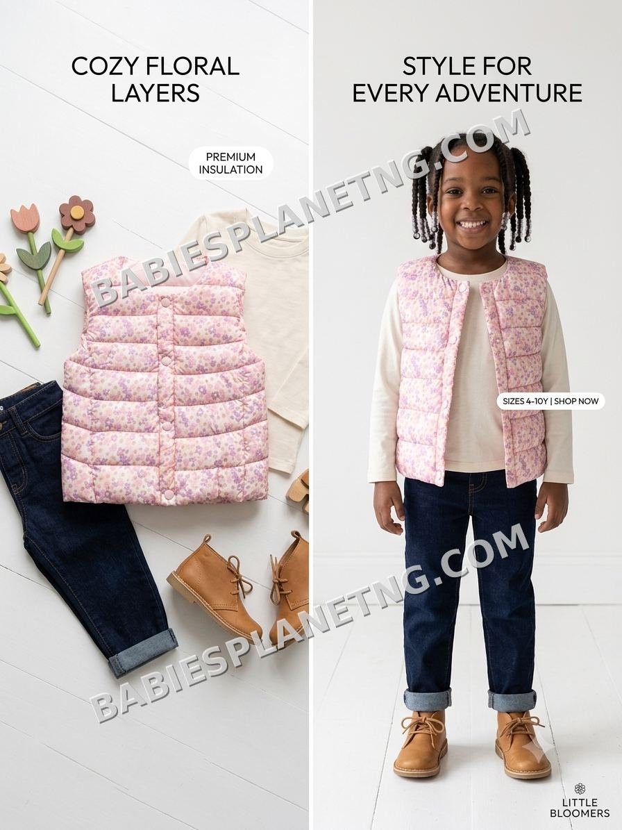 Floral Puffer Vest for Kids