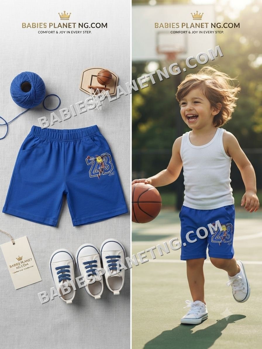 Kids' Casual Blue Shorts with Cartoon Design