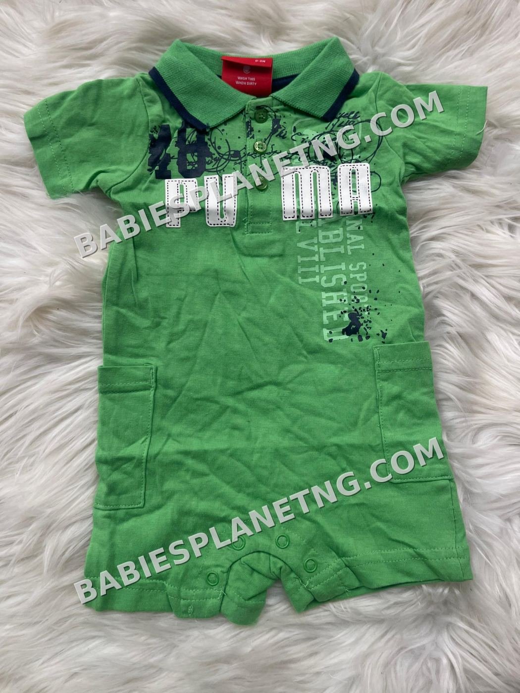 Baby Boy Green Puma Romper