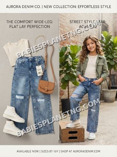 Girls' Fashion Wide-Leg Jeans
