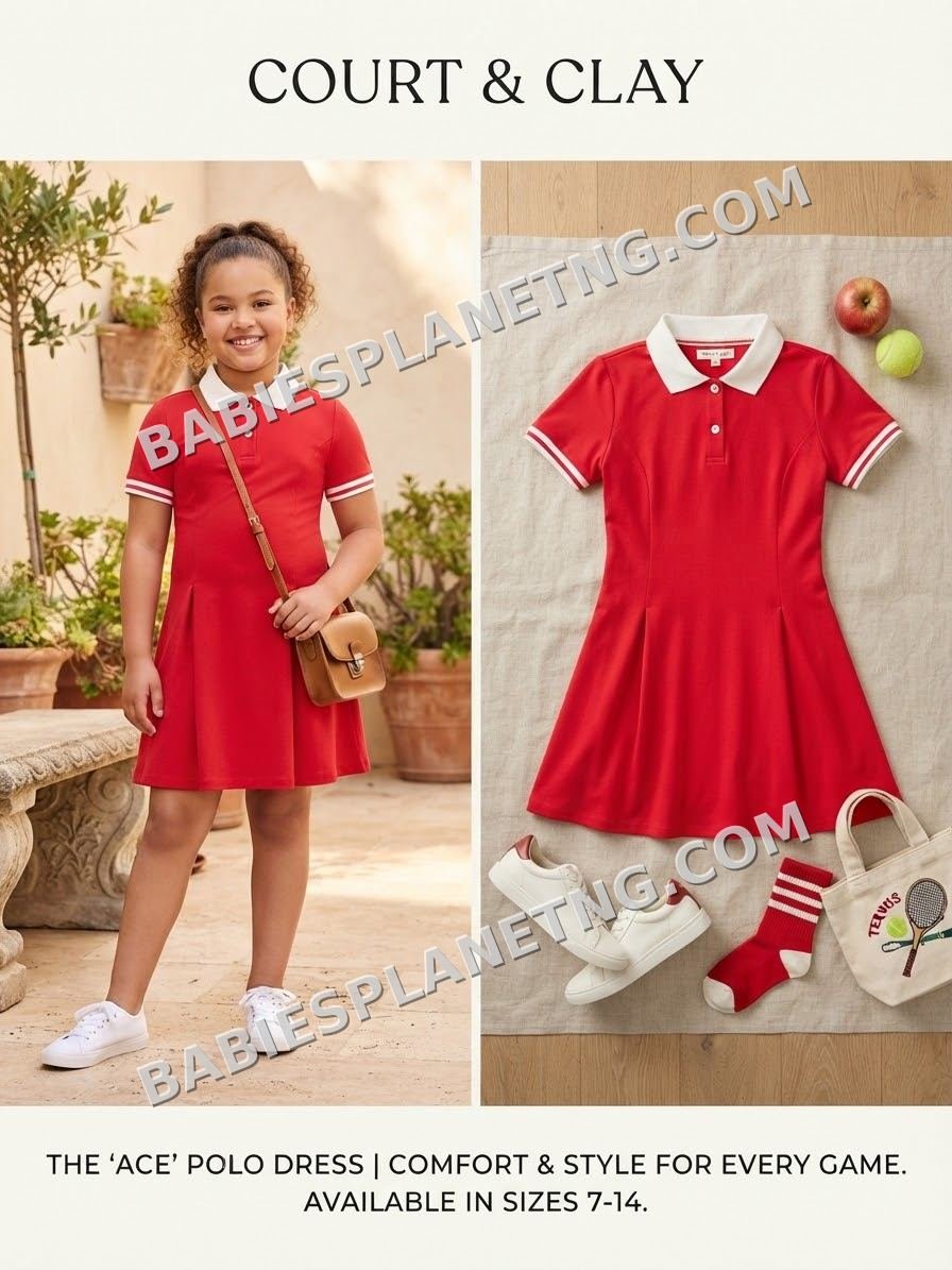 Jersey Red Polo Dress with White Collar