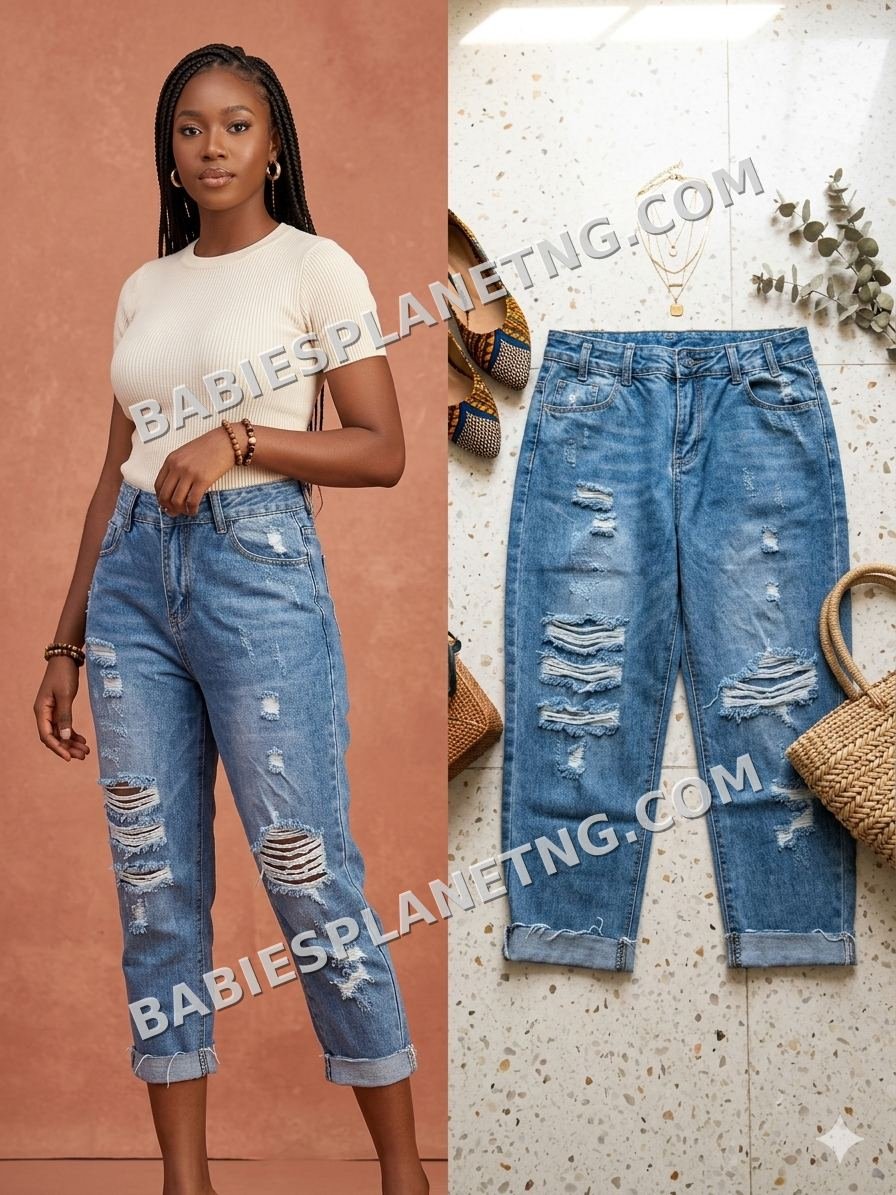 Trendy Ripped Denim Pants