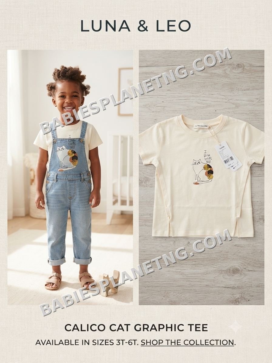 Toddler's Cat Graphic Short Sleeve Top