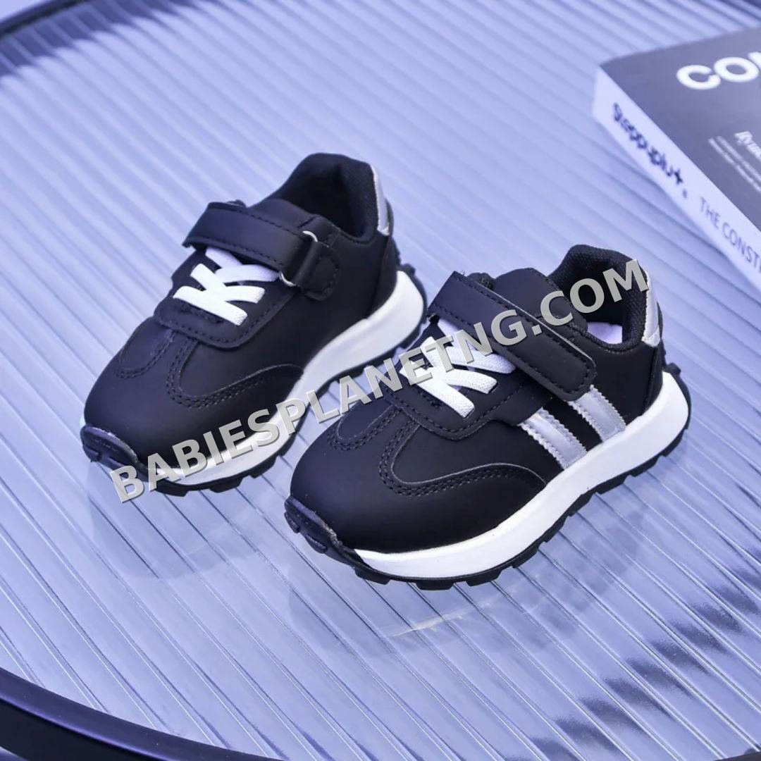 Kids Black Stripe Sneakers
