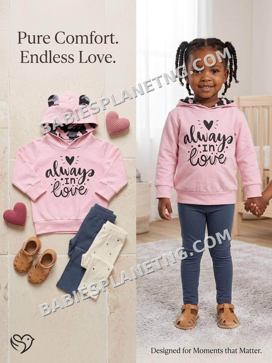 Toddler Girl's Pink Heart Graphic Hoodie