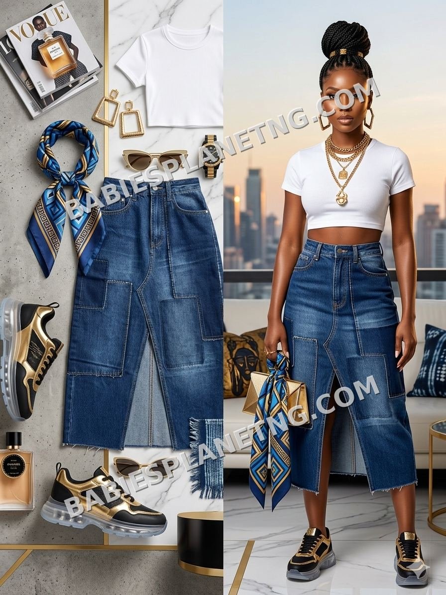 Frayed Hem Denim Skirt