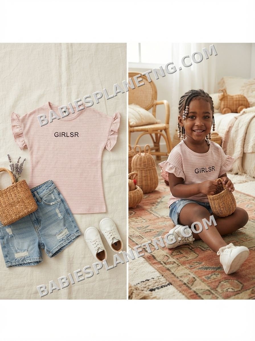 Ruffled Sleeve Girl's Fashion Top