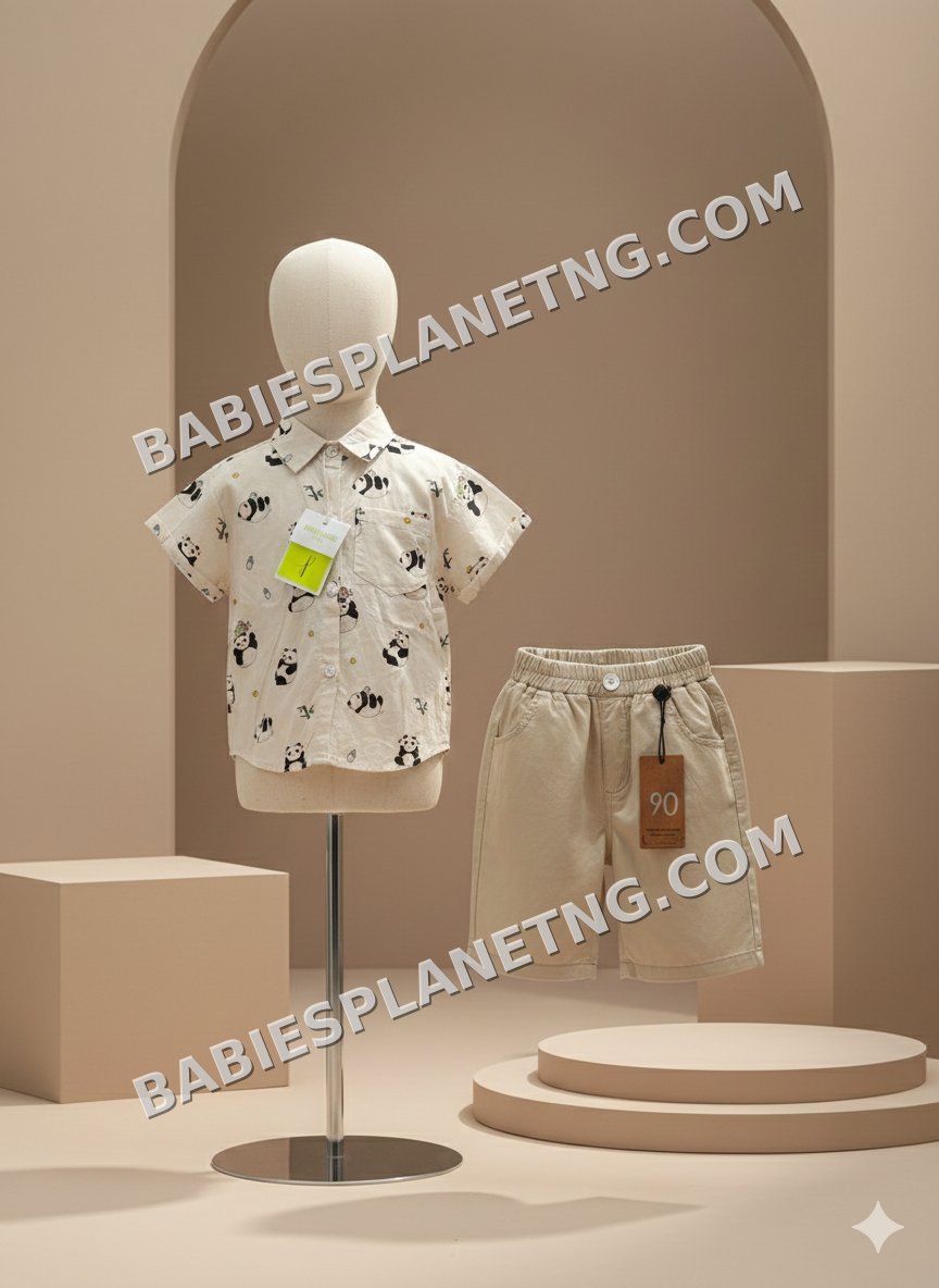 panda print shirt and short