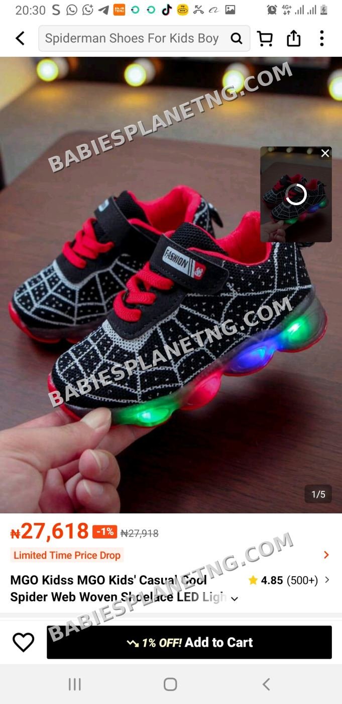 Kids Spiderman Web LED Sneakers