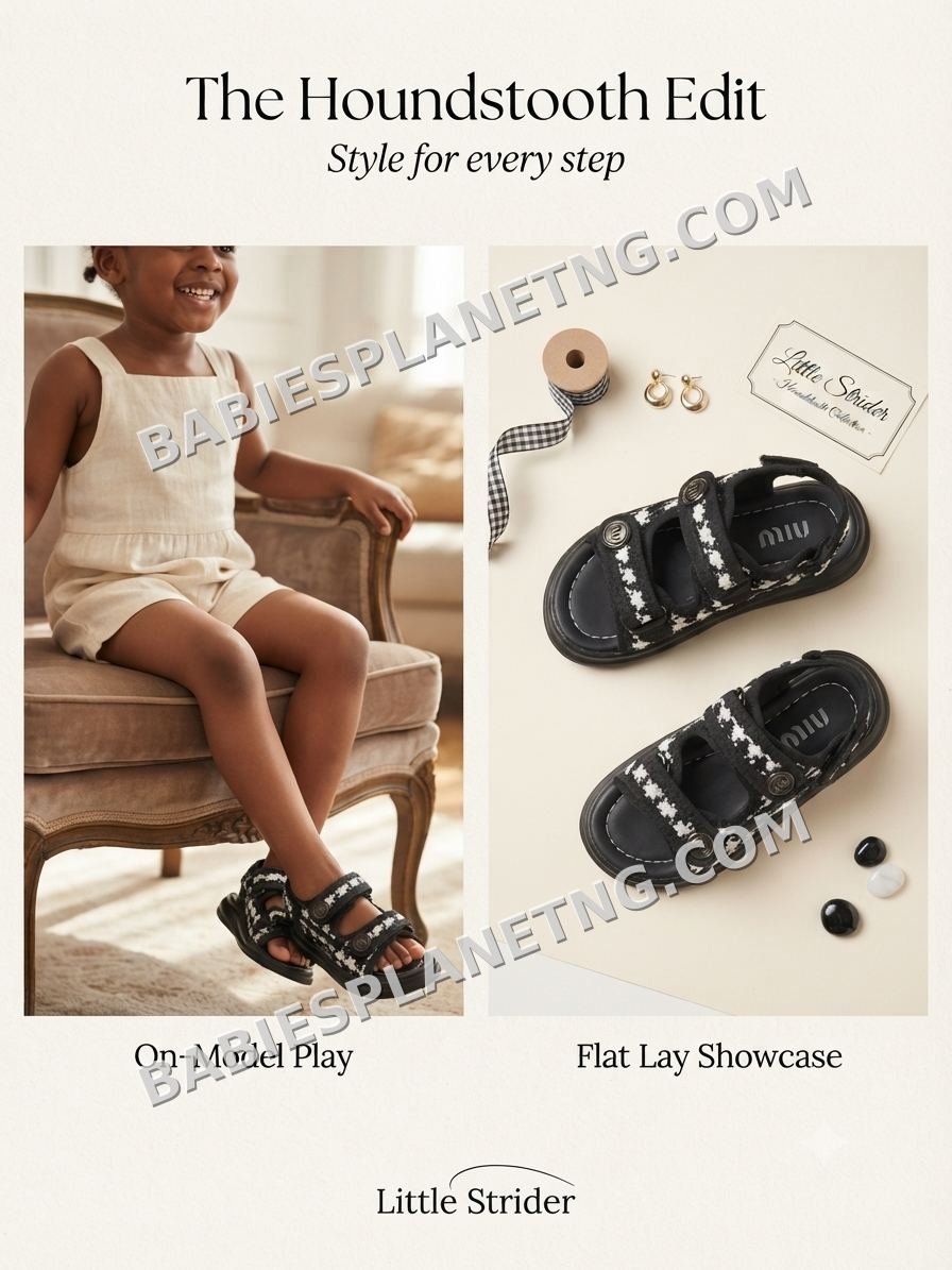 Black and White Houndstooth Kids' Shoes Sandal