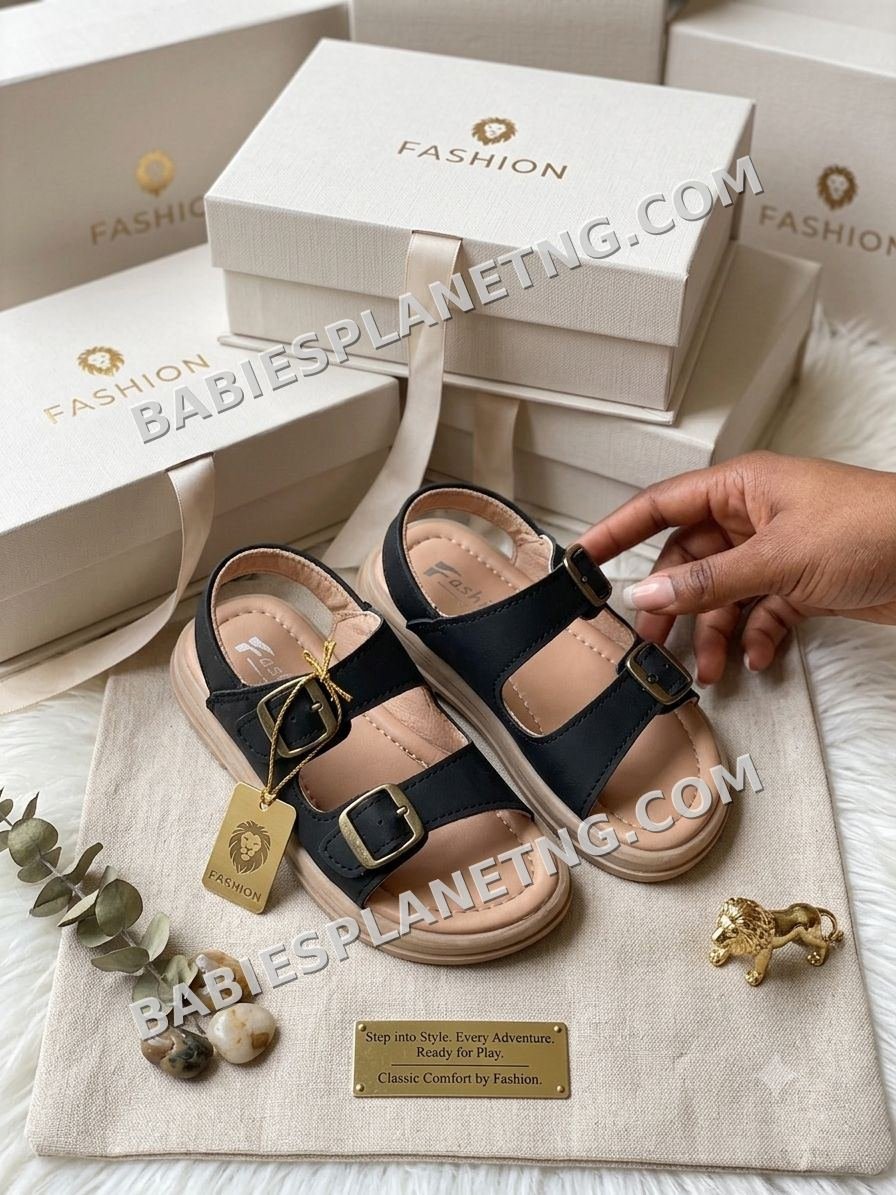 Kids Double Strap Leather Sandals