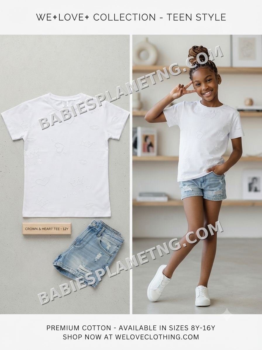 Embossed Heart T-Shirt for Girls/top