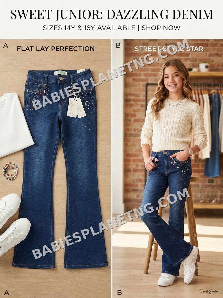 Kids' Flared Jeans with Rhinestones
