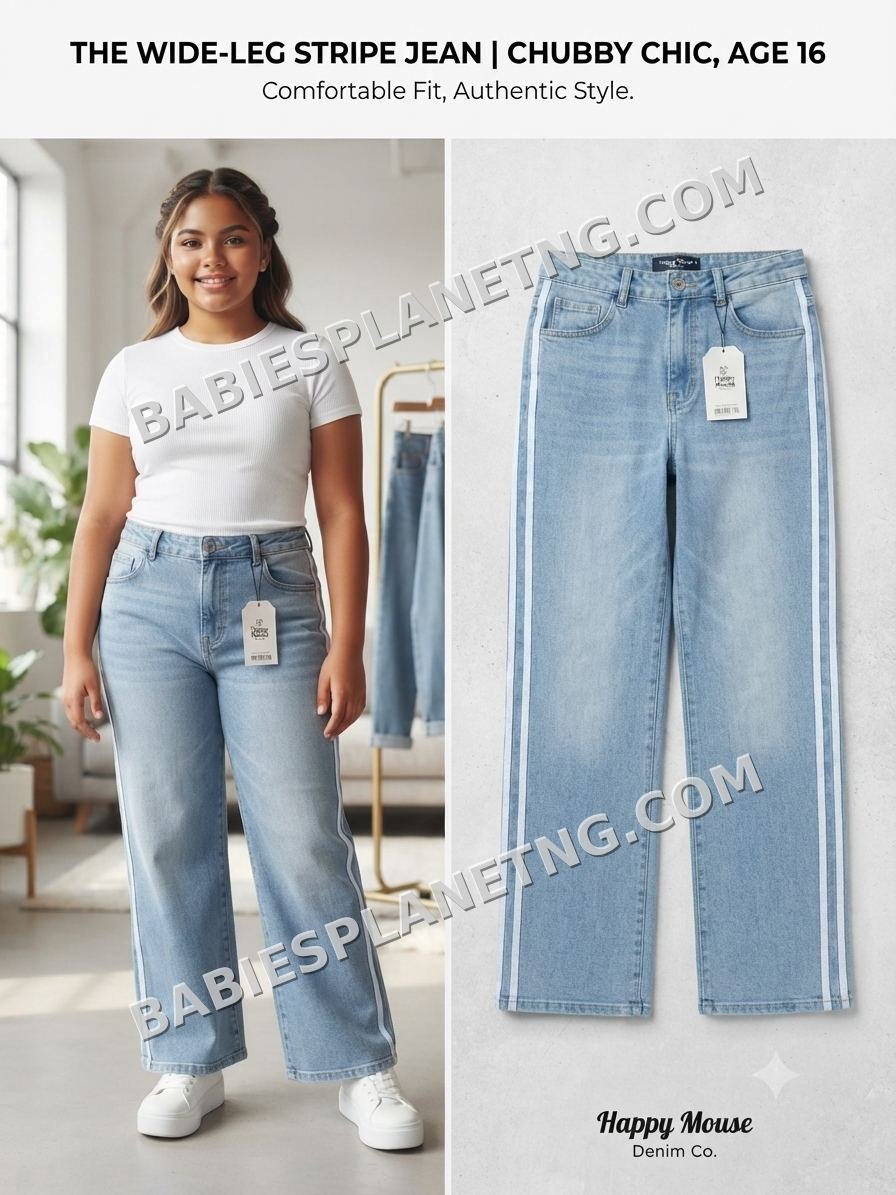 Wide Leg Stripe Denim Jeans 16yrs