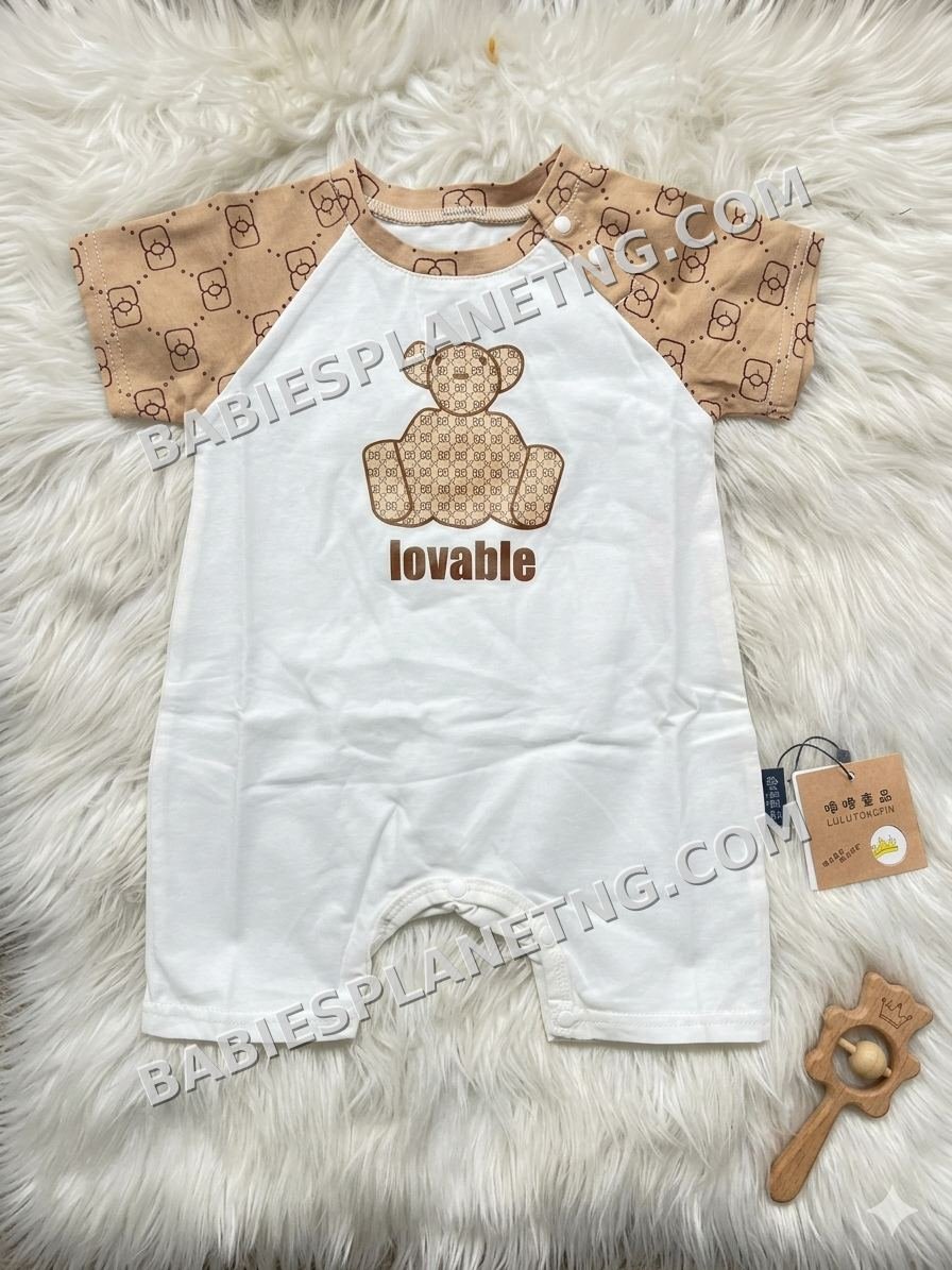 Baby One-Piece Romper with Bear Print