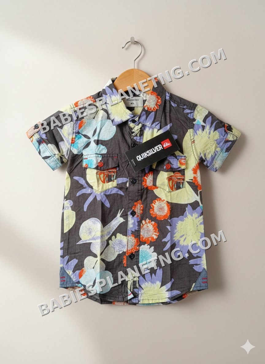 Floral printed short-sleeve button-down .008