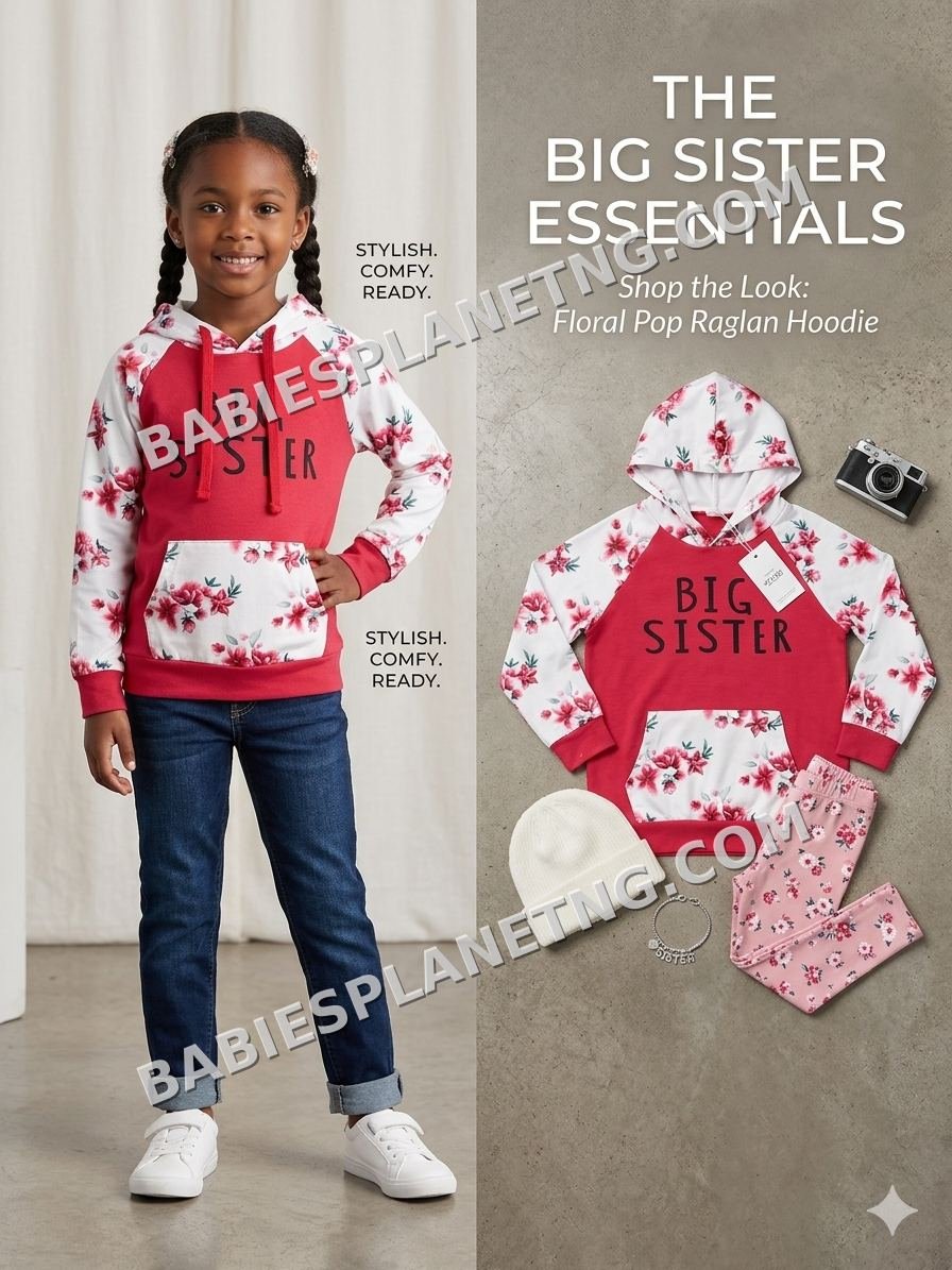 Girls Floral Hooded Sweatshirt