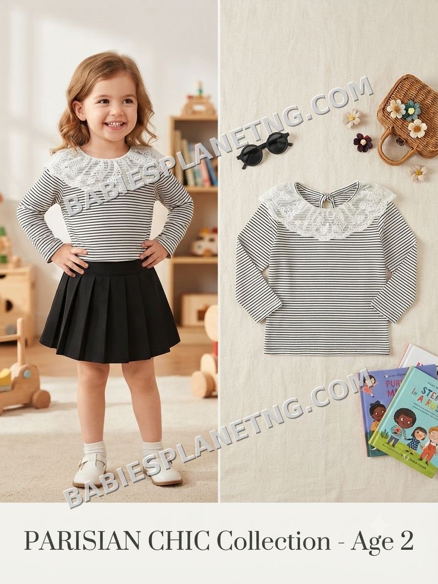 Toddler Girl Striped Lace Top