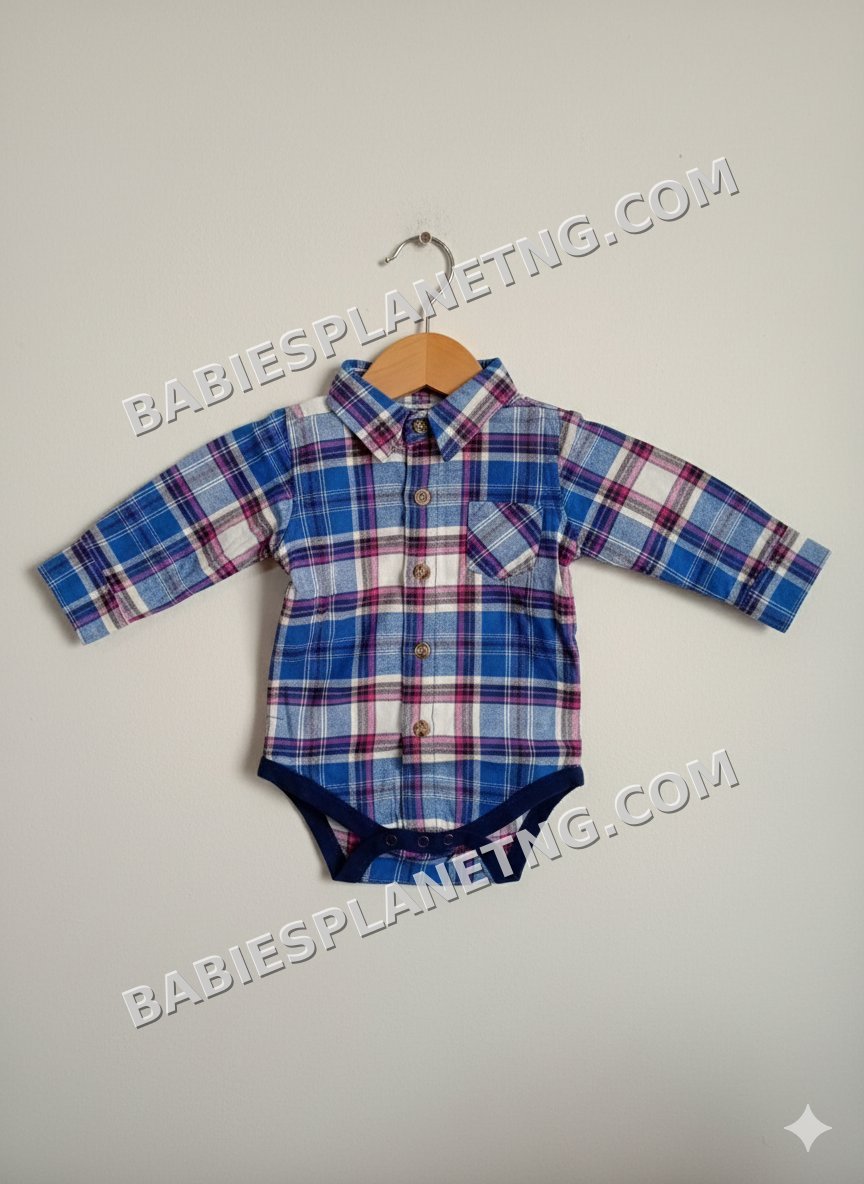 Baby Boy Plaid Button-Front Bodysuit