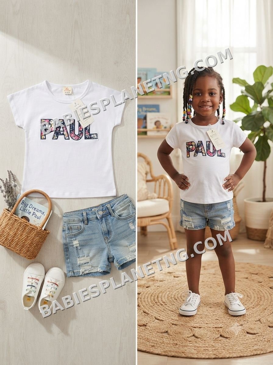 Kids' Casual T-Shirt with Floral Name top