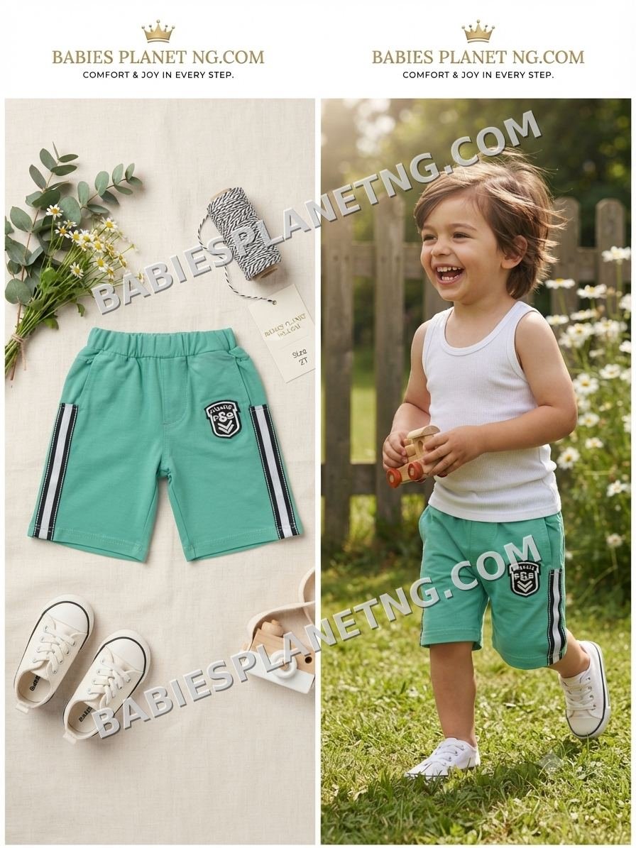 Boy Green Striped Shorts