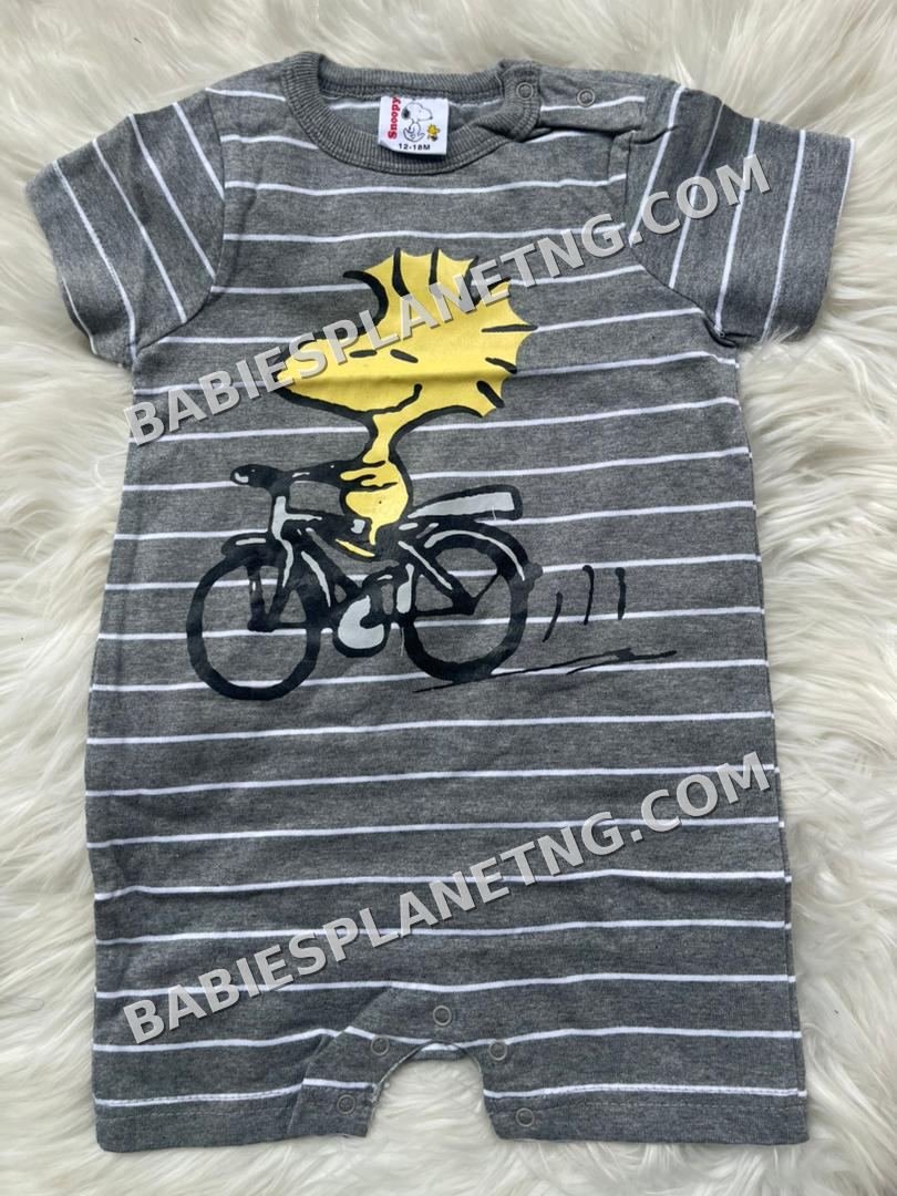 Gray Romper with Snoopy Design