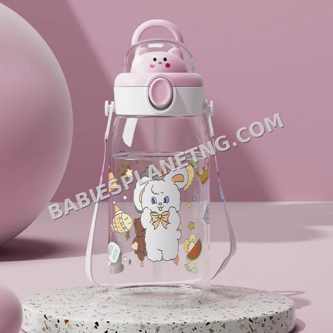 Clear Plastic Water Bottle with Cartoon Lid