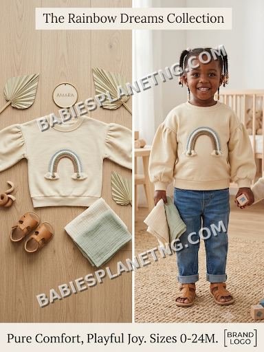 Kids Puff Sleeve Rainbow Top