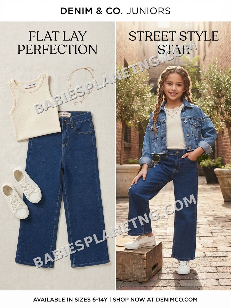 Wide Leg Denim Jeans for Girls