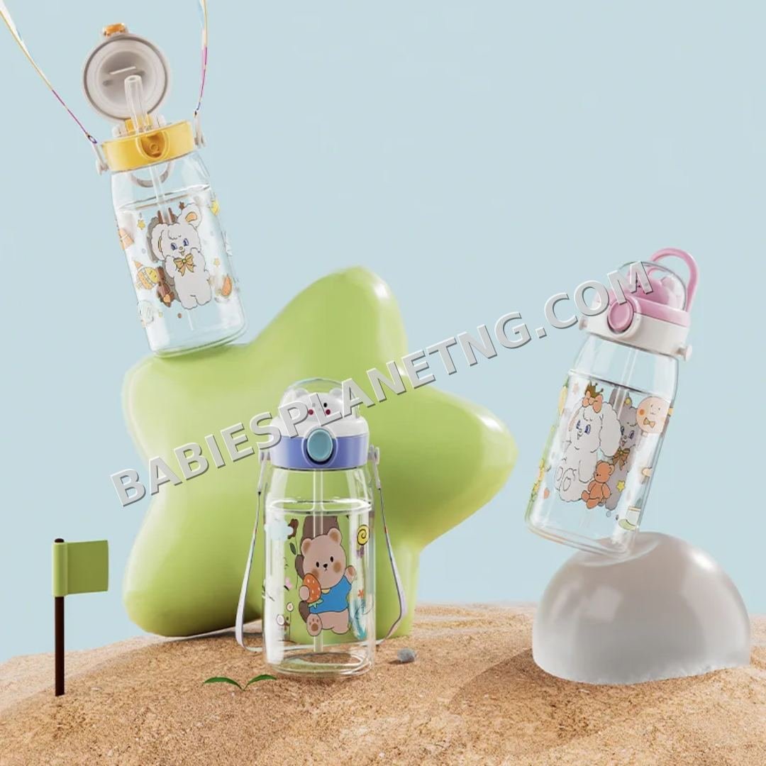 Clear Plastic Water Bottle with Cartoon Lid