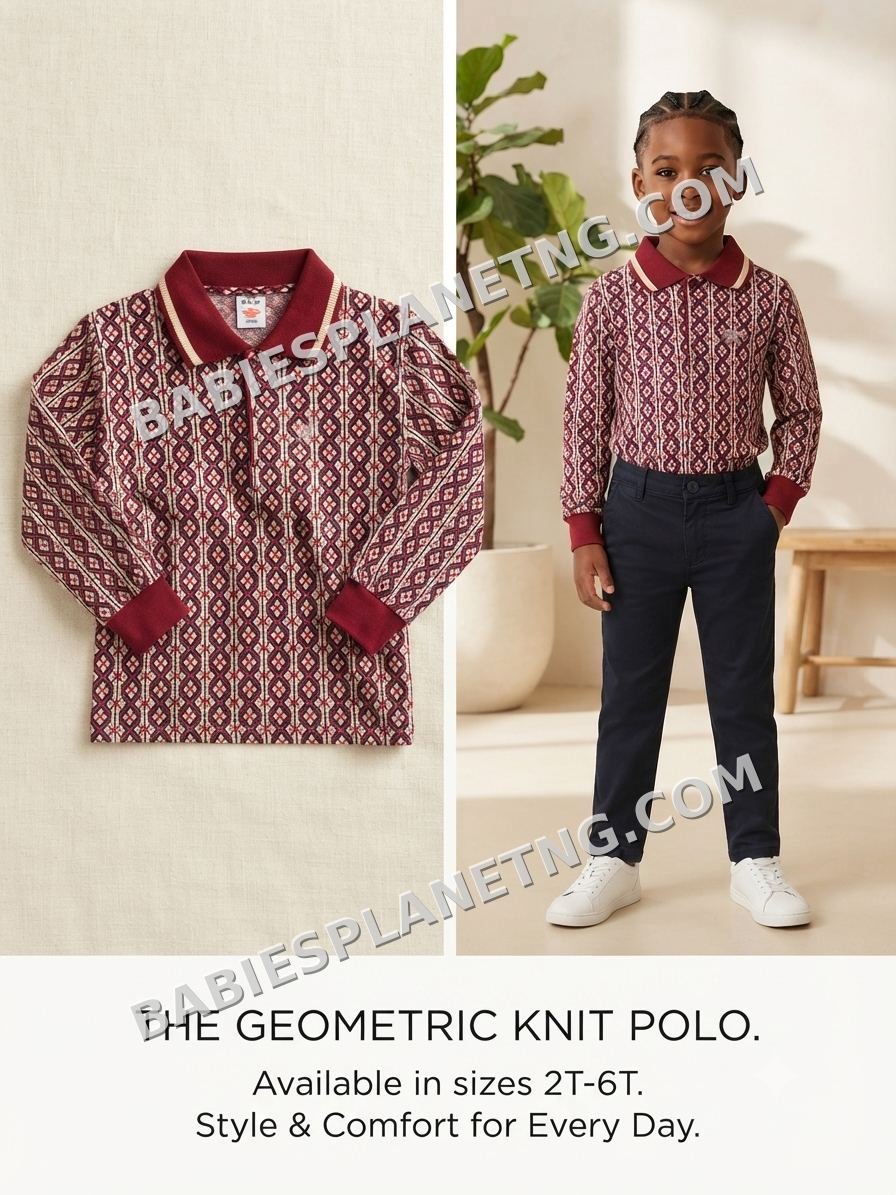 Geometric Knit Polo for Kids/top