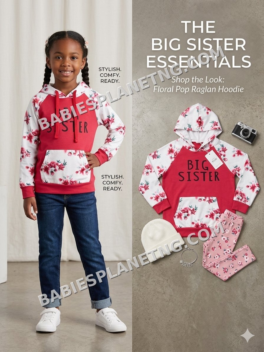 Girls Floral Hooded Sweatshirt