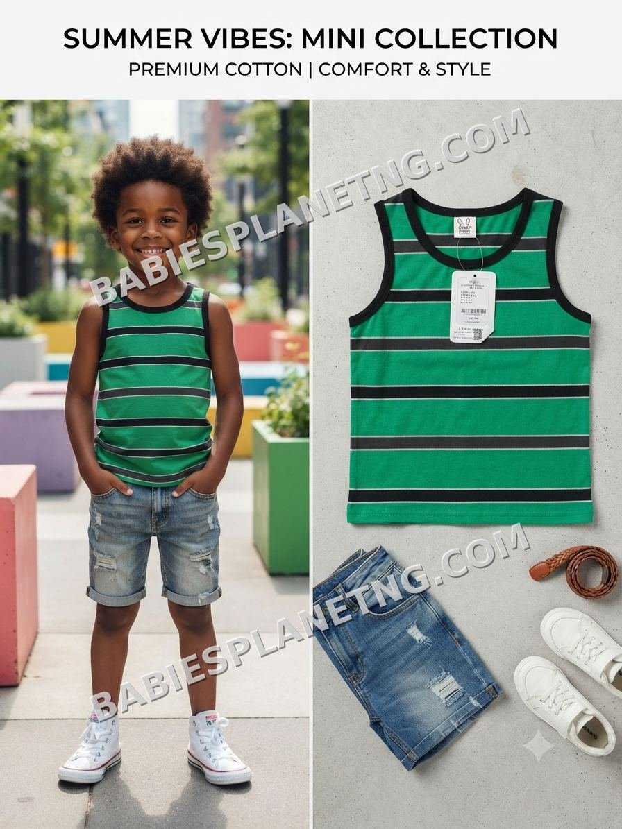Kids Green Stripe Tank Top