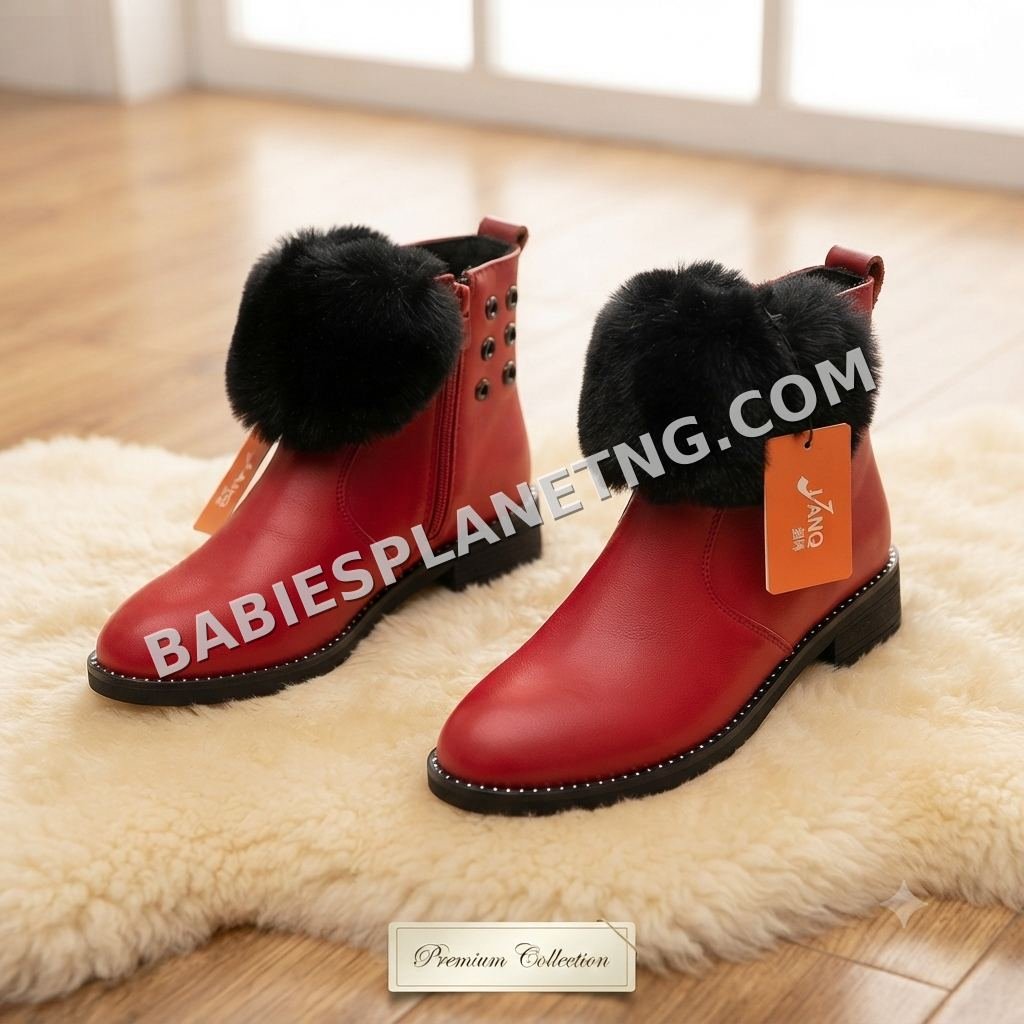 Kids Red Fur Boots