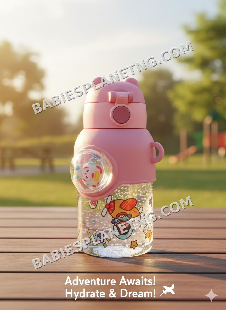 Pink Bear-Shaped Sippy Water Bottle