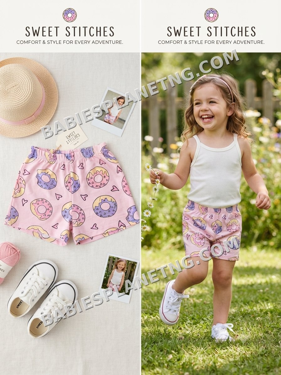 Donut Print Girls' Summer Shorts