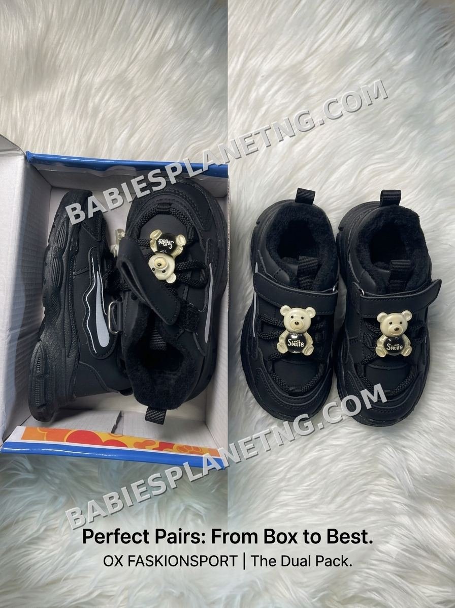 Black Teddy Buckle Baby Sneakers