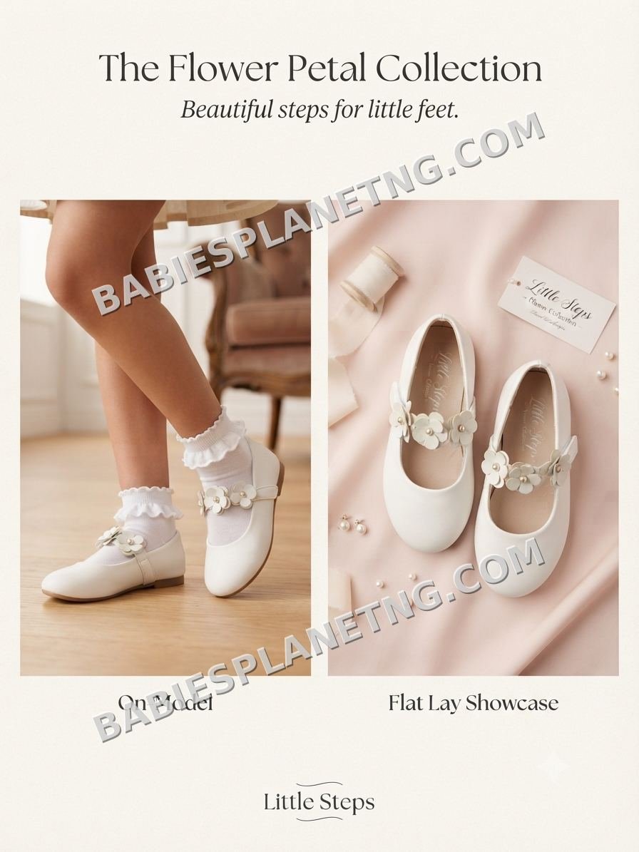 Girl's Flower Detail White Shoes