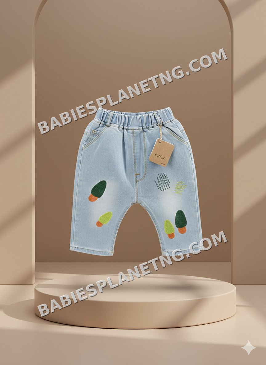 multicoloured embroidered  jean