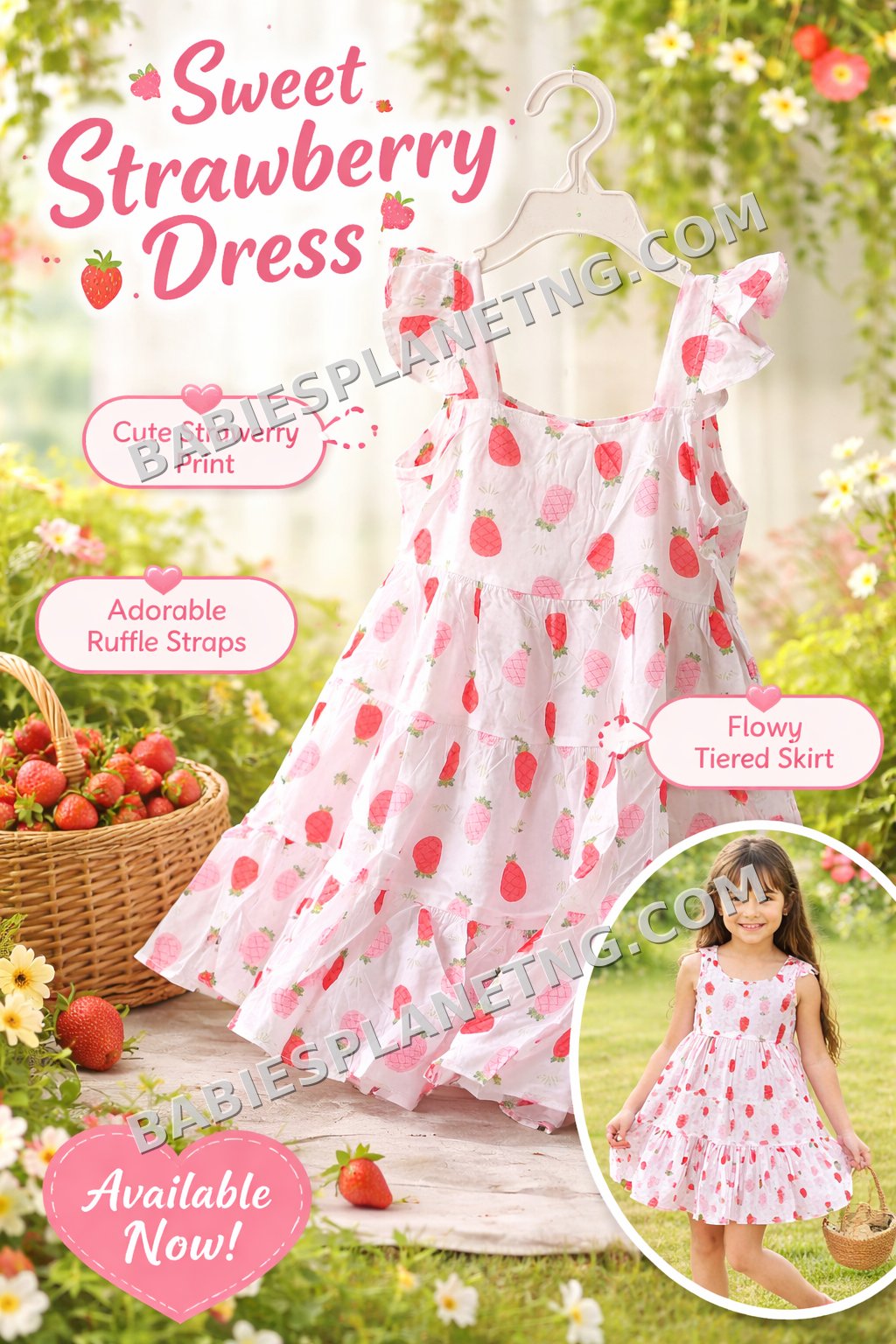 strawberry print gown