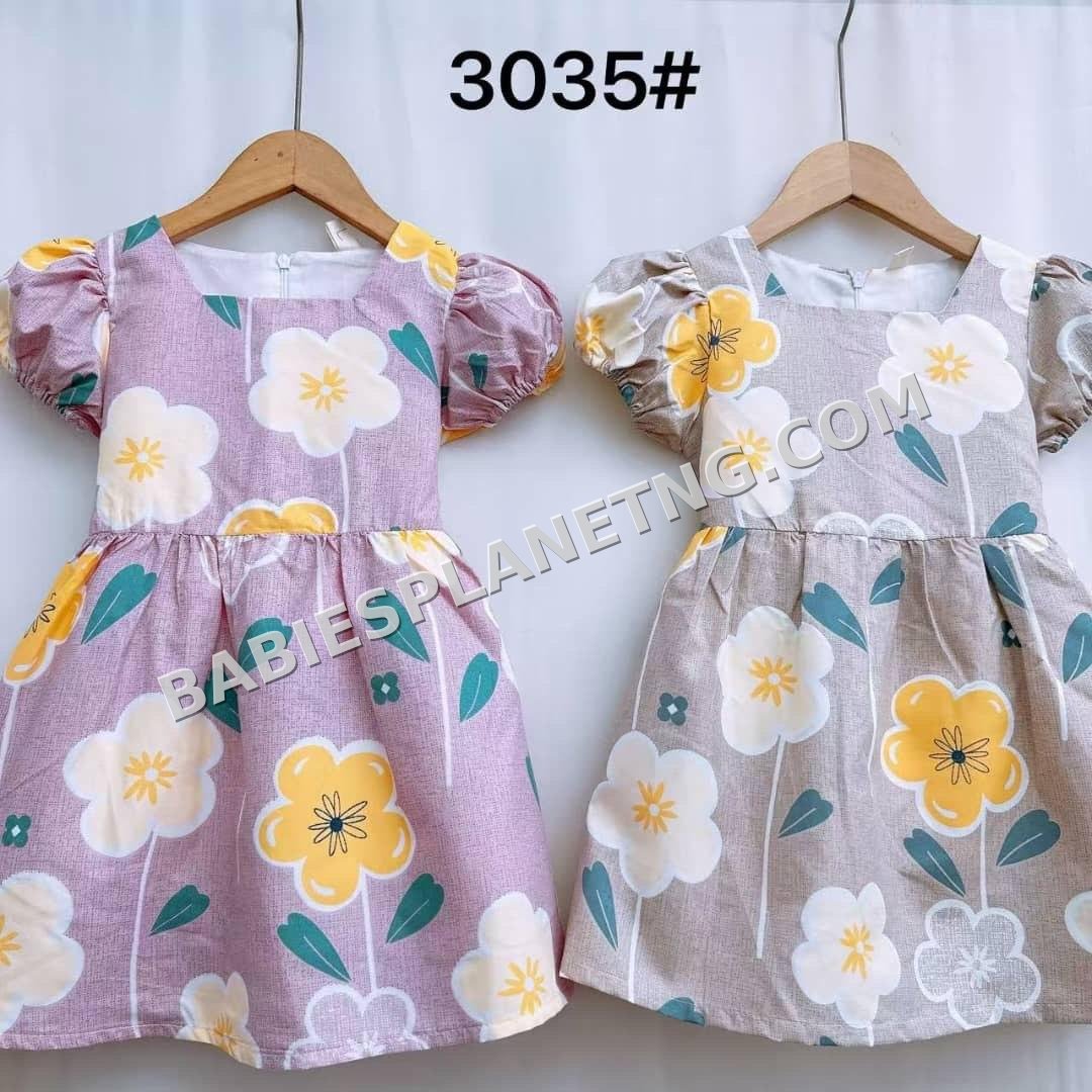 Catpapa kids' girl's puff-sleeve floral dress